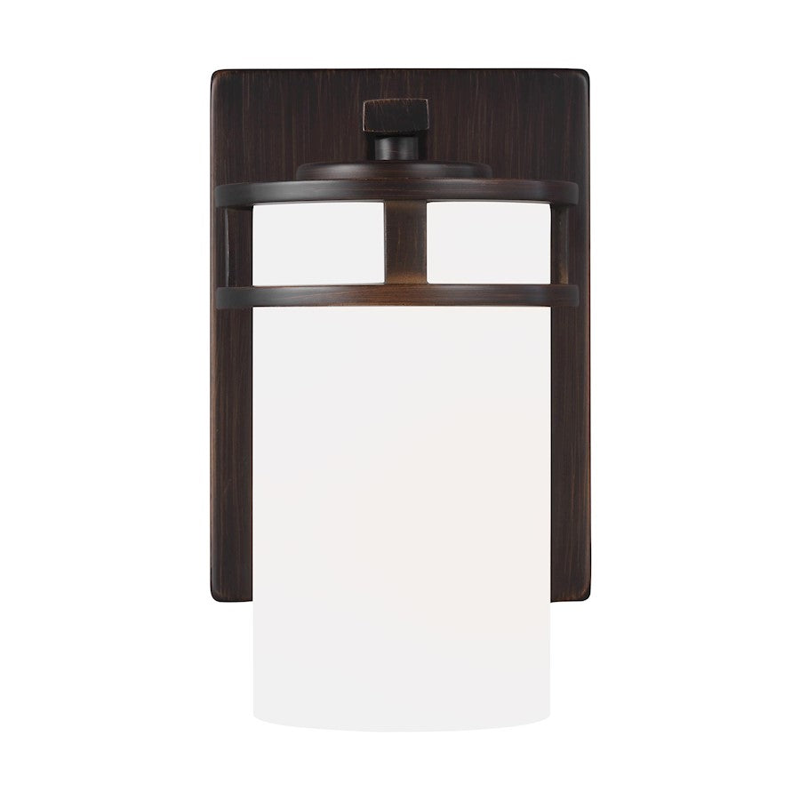 Sea Gull Robie 1 Light Wall/Bath Sconce, Burnt Sienna/Etched/White - 4121601-710