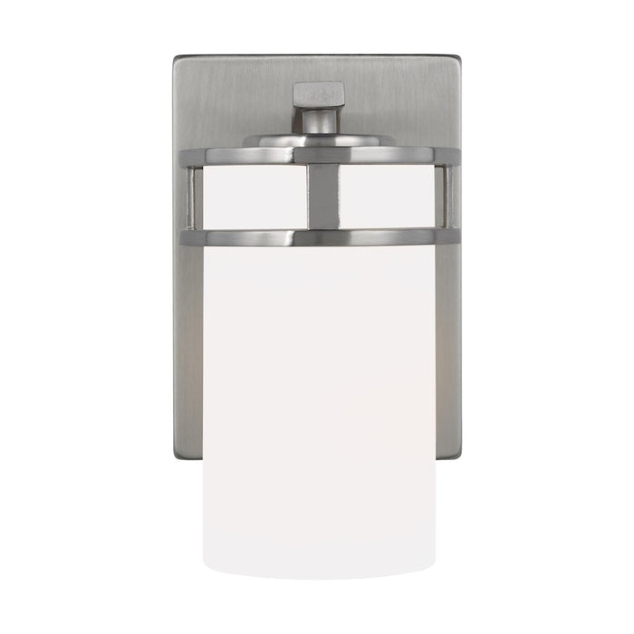 Sea Gull Robie 1 Light Wall/Bath Sconce, Brushed Nickel/White - 4121601-962