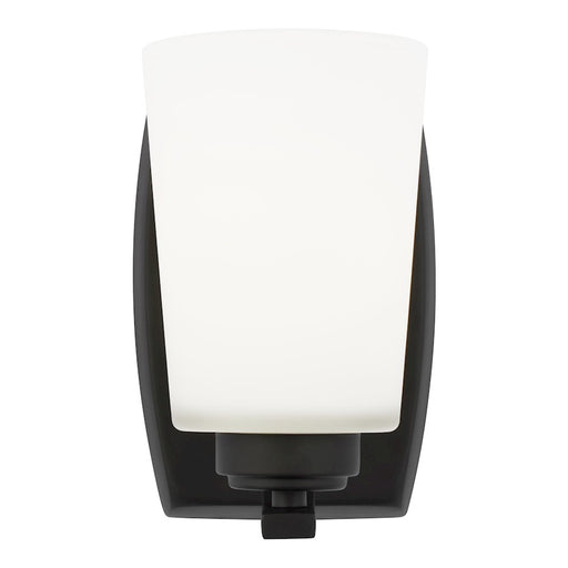 Sea Gull Lighting Franport 1 Light Wall Sconce, Black/Etched/White - 4128901-112