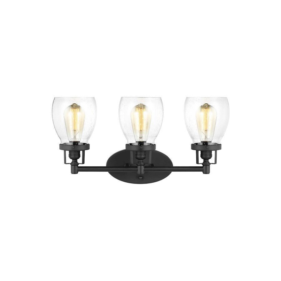 Sea Gull Lighting Belton 3 Light Bath, Black/Clear Seeded - 4414503-112