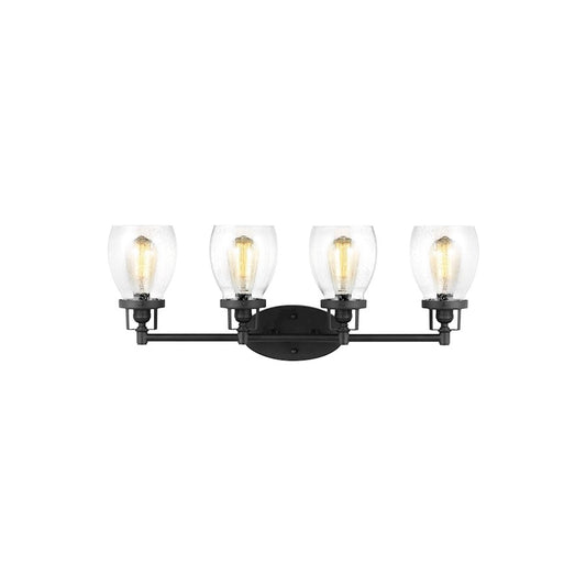 Sea Gull Lighting Belton 4 Light Bath, Black/Clear Seeded - 4414504-112