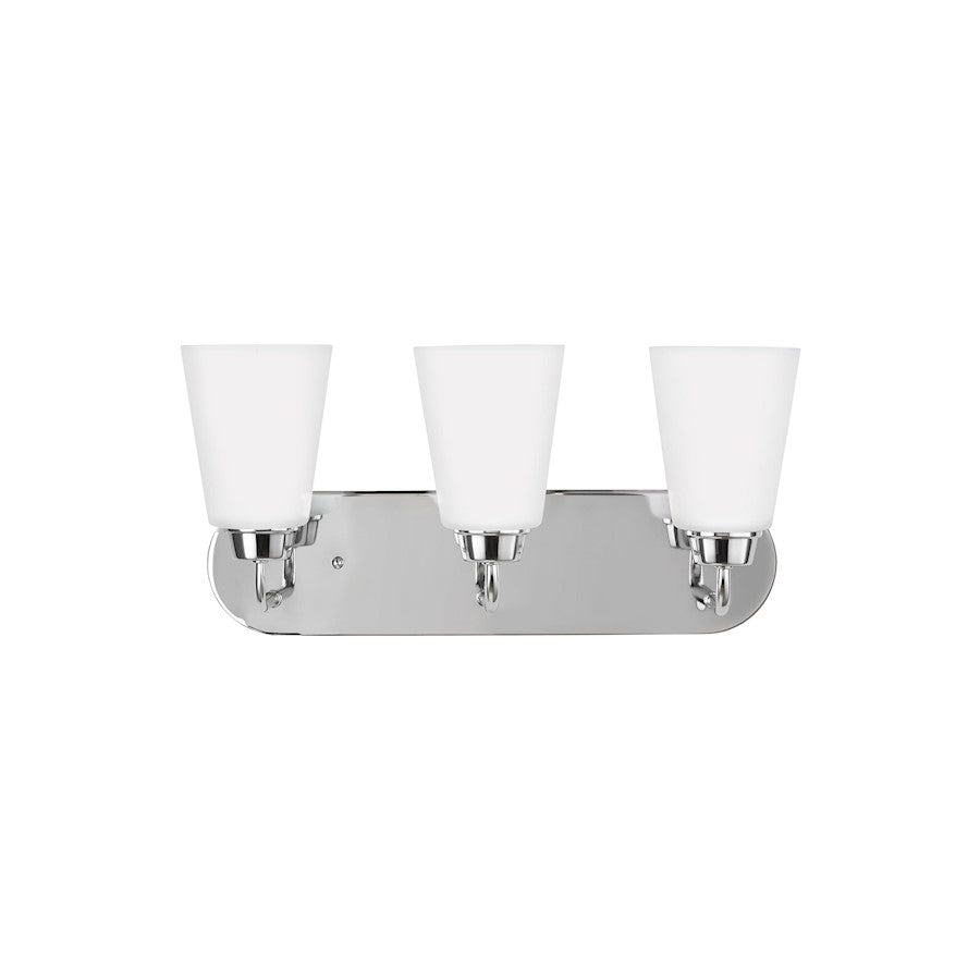 Sea Gull Lighting Kerrville 3 Light Wall/Bath, Chrome/Satin Etched - 4415203-05