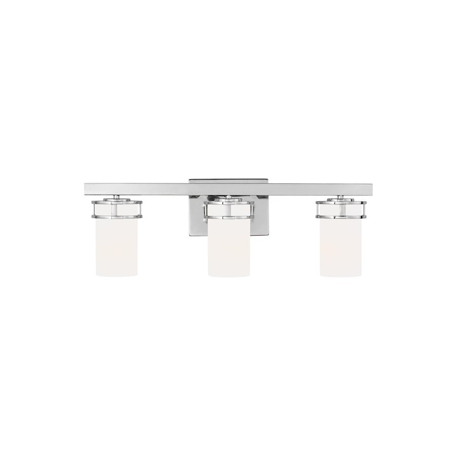 Sea Gull Robie 3 Light Wall/Bath, Chrome/Etched/White - 4421603-05