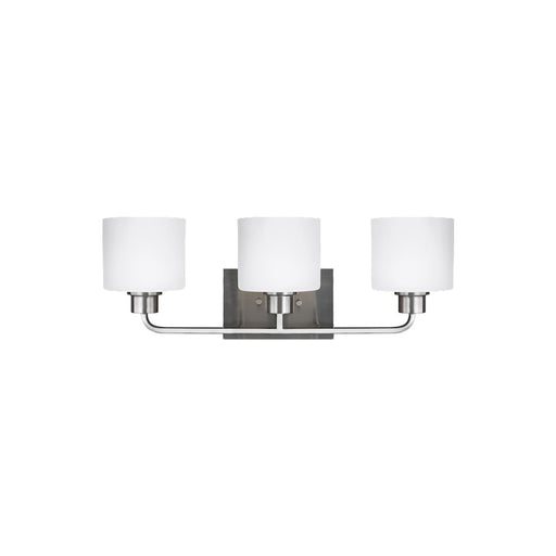 Sea Gull Lighting Canfield 3 Light Wall/Bath, Nickel/Etched/White - 4428803-962