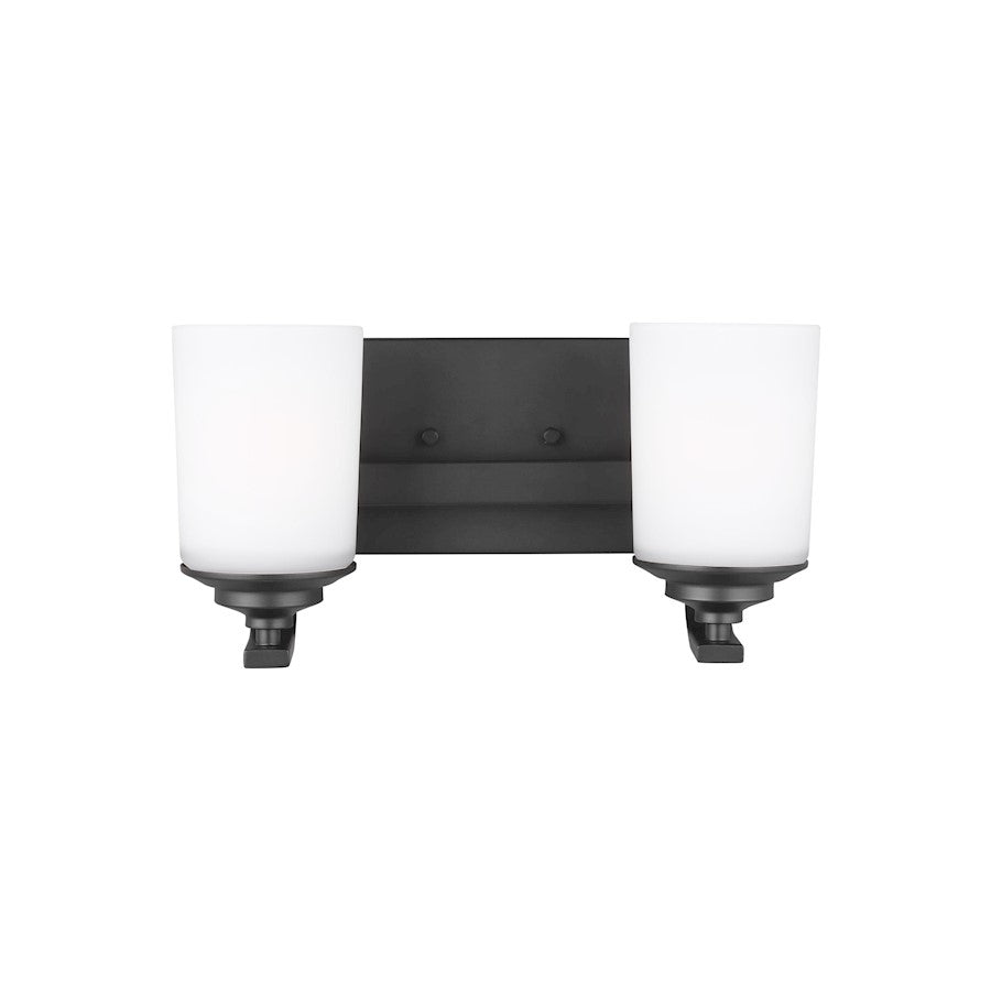 Sea Gull Kemal 2 Light Wall/Bath, Midnight Black/Etched/White - 4430702-112