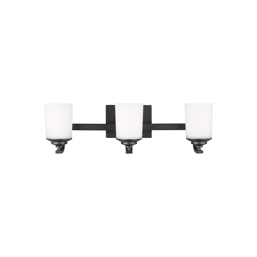 Sea Gull Kemal 3 Light Wall/Bath, Midnight Black/Etched/White - 4430703-112