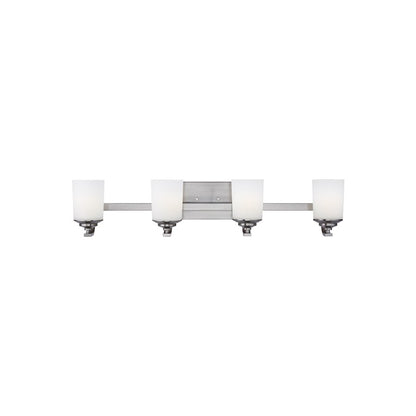 Sea Gull Kemal 4 Light Wall/Bath, Brushed Nickel/Etched/White - 4430704-962