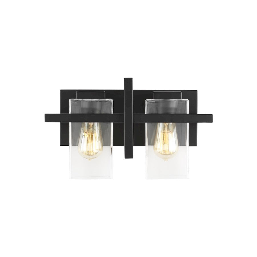 Sea Gull Lighting Mitte 2 Light Bath Vanity, Midnight Black/Clear - 4441502-112