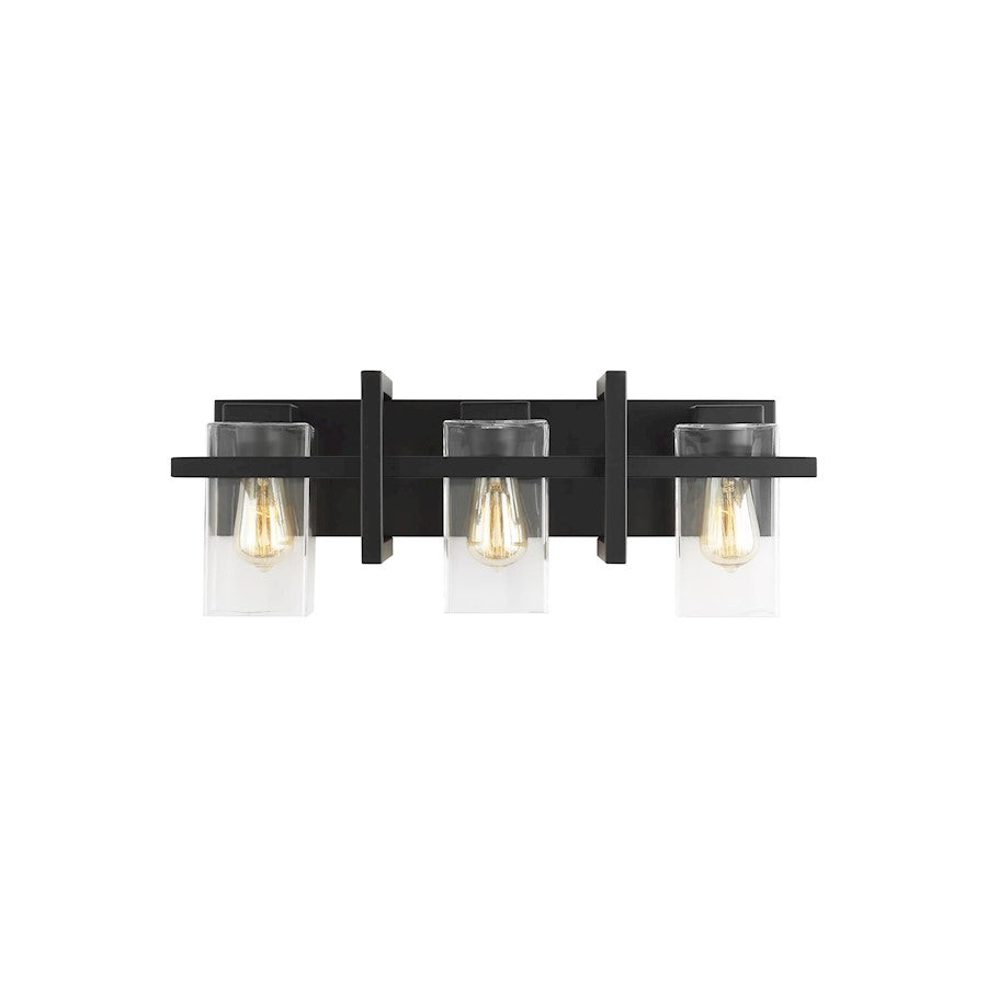 Sea Gull Lighting Mitte 3 Light Bath Vanity, Midnight Black/Clear - 4441503-112