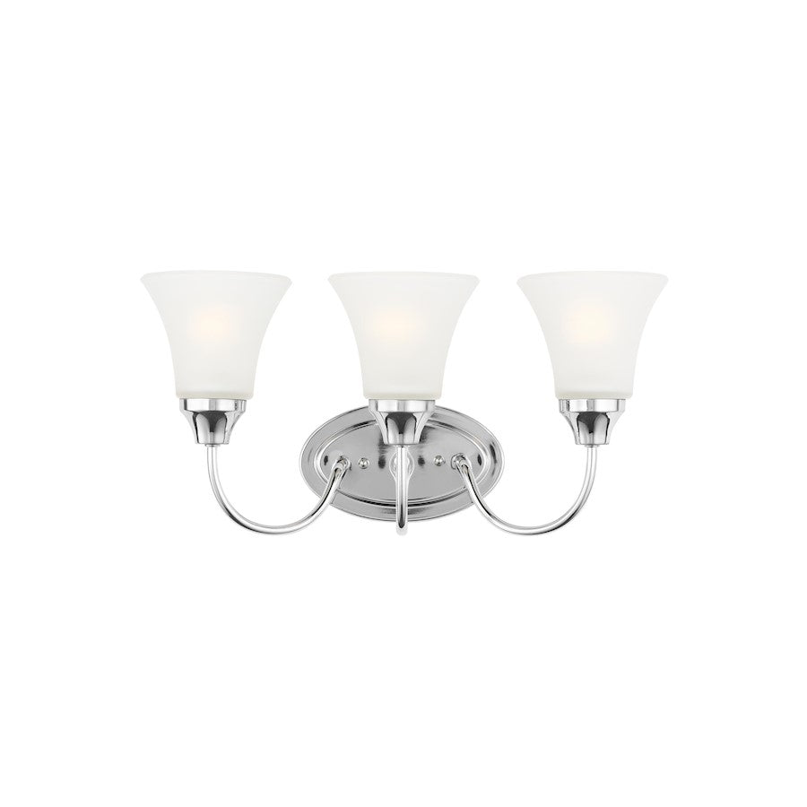 Sea Gull Lighting Holman 3 Light Bath Vanity, Chrome/Satin Etched - 44807-05