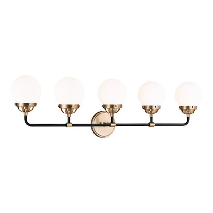 Sea Gull Lighting Cafe 5 Light Wall/Bath, 60W, Bronze/Etched/White - 4487905-848