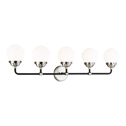 Sea Gull Lighting Cafe 5 Light Wall/Bath, 60W, Nickel/Etched/White - 4487905-962