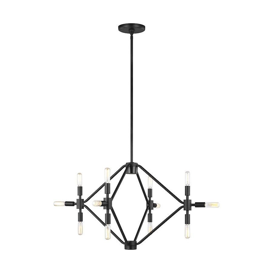 Sea Gull Lighting Wyn Small 12 Light Chandelier, Midnight Black - 5106712-112