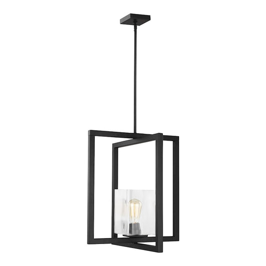 Sea Gull Lighting Mitte 1 Light Pendant, Midnight Black/Clear - 5141501-112