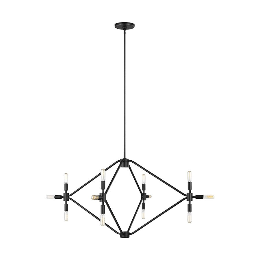 Sea Gull Lighting Wyn Large 12 Light Chandelier, Midnight Black - 5206712-112