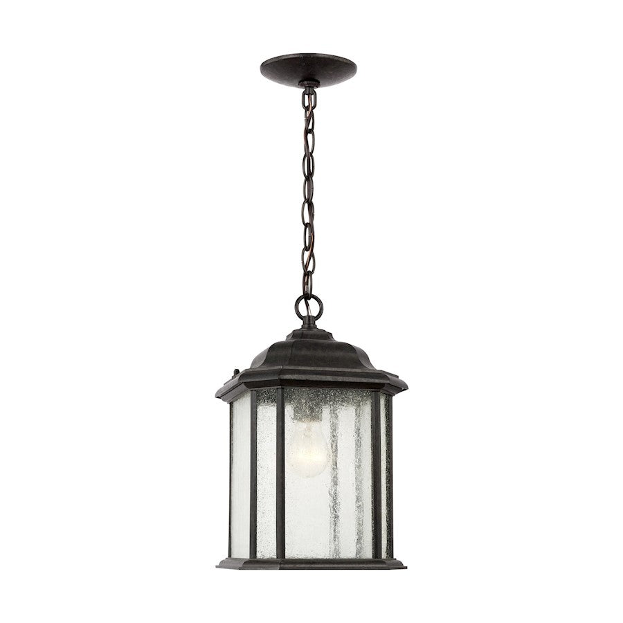 Sea Gull Kent 1 Light Outdoor Pendant, Bronze/Clear Seeded - 60031-746