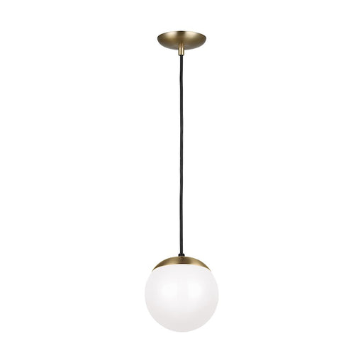 Sea Gull Lighting Leo-Hanging Globe 8.5" 1 LT Pendant, Brass/White - 6018-848