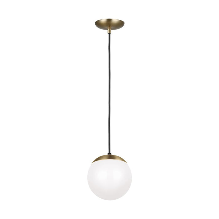 Sea Gull Lighting Leo-Hanging Globe 8.5" 1 LT Pendant, Brass/White - 6018-848