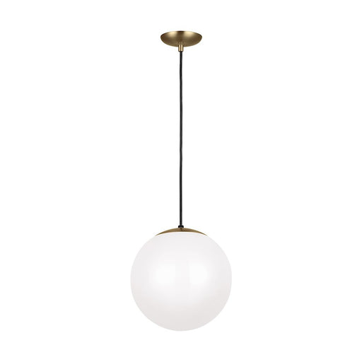 Sea Gull Lighting Leo-Hanging Globe 12.5" 1 LT Pendant, Brass/White - 6022-848