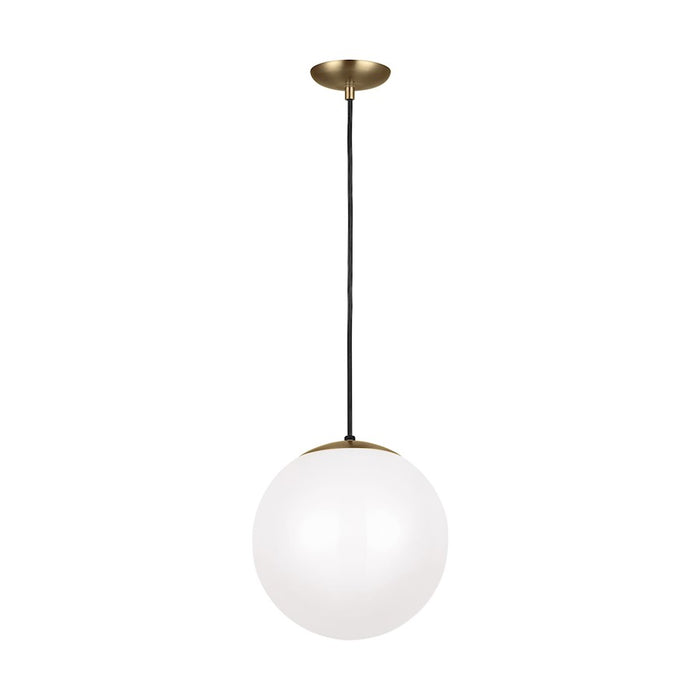 Sea Gull Lighting Leo-Hanging Globe 12.5" 1 LT Pendant, Brass/White - 6022-848
