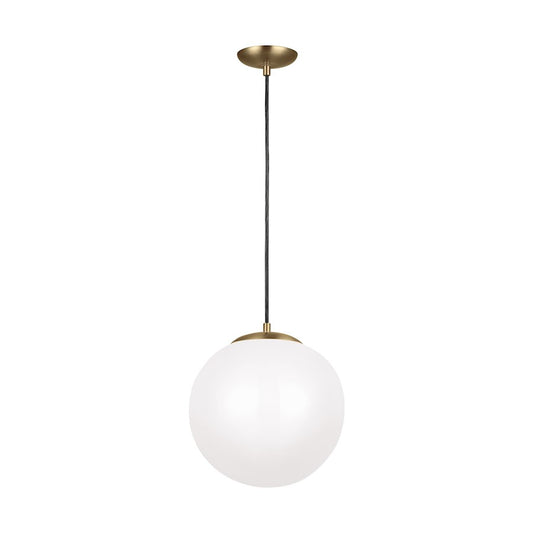 Sea Gull Lighting Leo-Globe Extra Large LED Pendant, Brass/White - 602493S-848