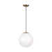Sea Gull Lighting Leo-Globe Extra Large LED Pendant, Brass/White - 602493S-848