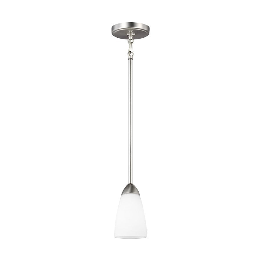 Sea Gull Lighting Seville 1 Light Mini-Pendant, Nickel/Etched - 6120201-962