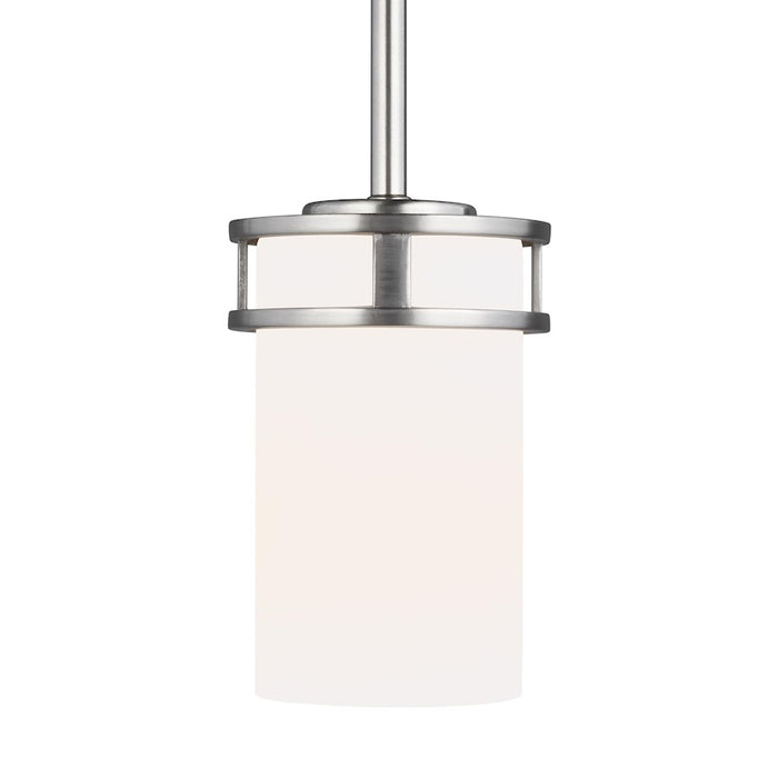 Sea Gull Robie 1 Light Mini-Pendant, Brushed Nickel/Etched/White - 6121601-962