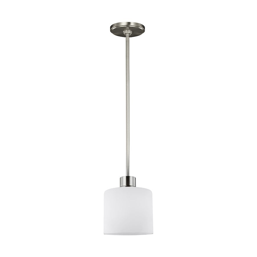 Sea Gull Lighting Canfield 1 Light Mini-Pendant, Nickel/Etched - 6128801-962