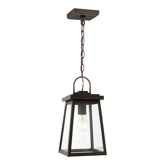 Sea Gull Founders 1 Light Outdoor Pendant, Antique Bronze/Clear - 6248401-71