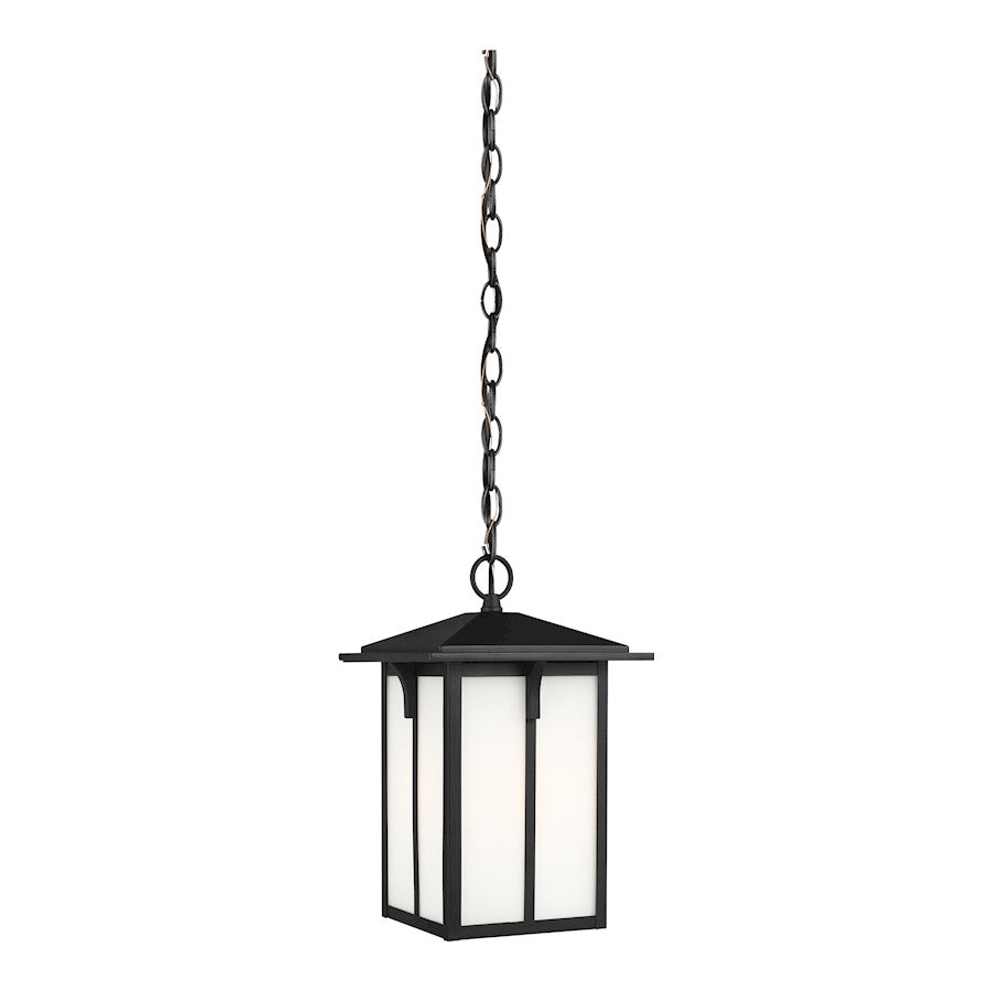 Sea Gull Tomek 1 Light Outdoor Pendant, Black/Etched/White Inside - 6252701-12