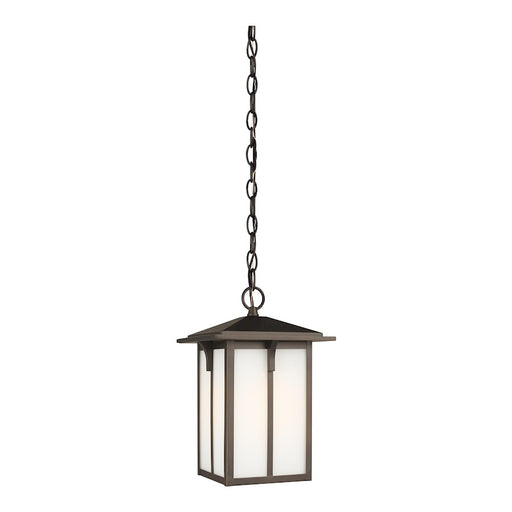 Sea Gull Tomek 1 Light Outdoor Pendant, Bronze/Etched/White Inside - 6252701-71