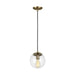 Sea Gull Lighting Leo-Hanging Globe 8.5" 1 LT Pendant, Brass/Clear - 6501801-848