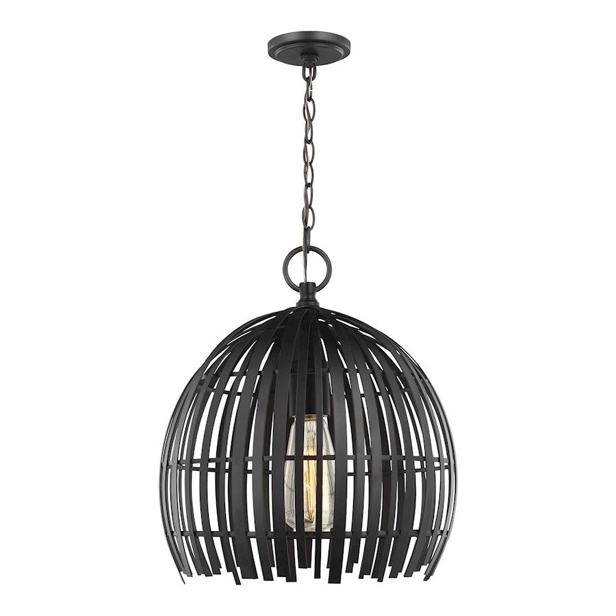 Sea Gull Lighting Hanalei 1 Light 13" Pendant, Midnight Black - 6522701-112