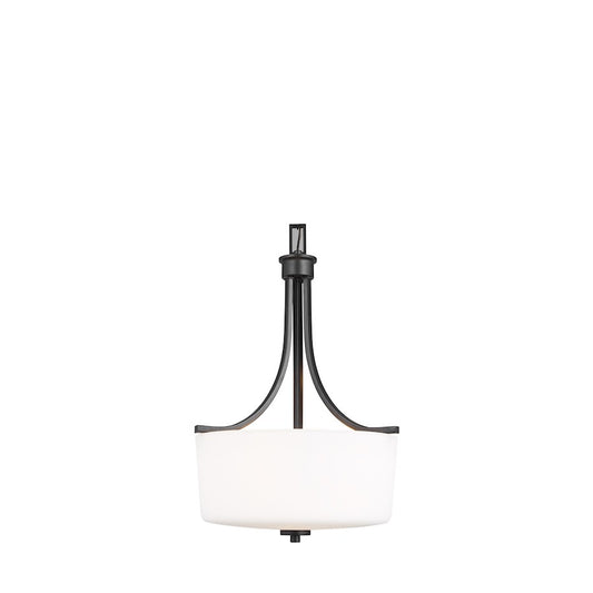 Sea Gull Kemal 3 Light Pendant, Midnight Black/Etched/White Inside - 6528803-112