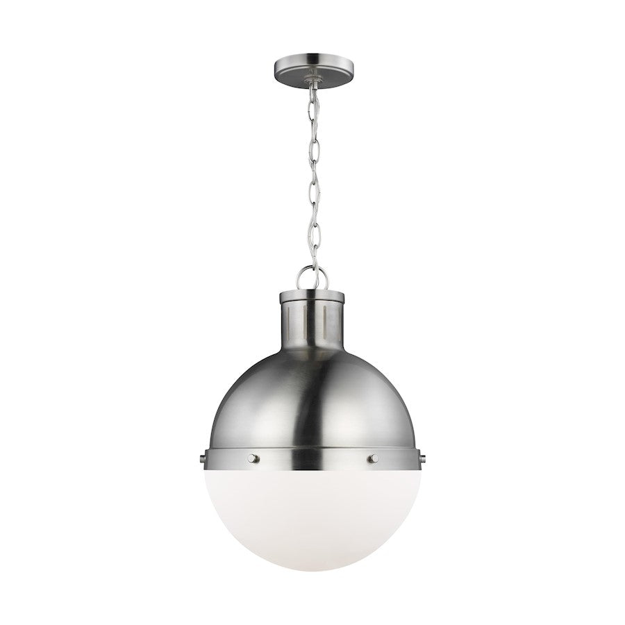 Sea Gull Lighting Hanks 1 Light Medium Pendant, 75W, Nickel/White - 6577101-962