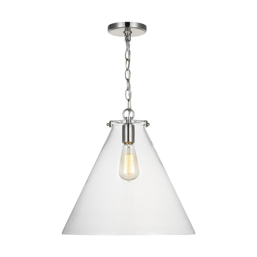 Sea Gull Lighting Kate 1 Light Cone Pendant, Brushed Nickel/Clear - 6592101-962