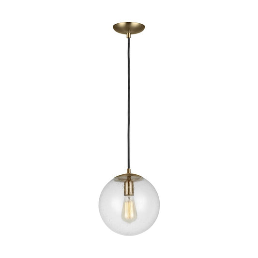 Sea Gull Lighting Leo Globe 10" 1 Light Pendant, Bronze/Seeded - 6601801-848