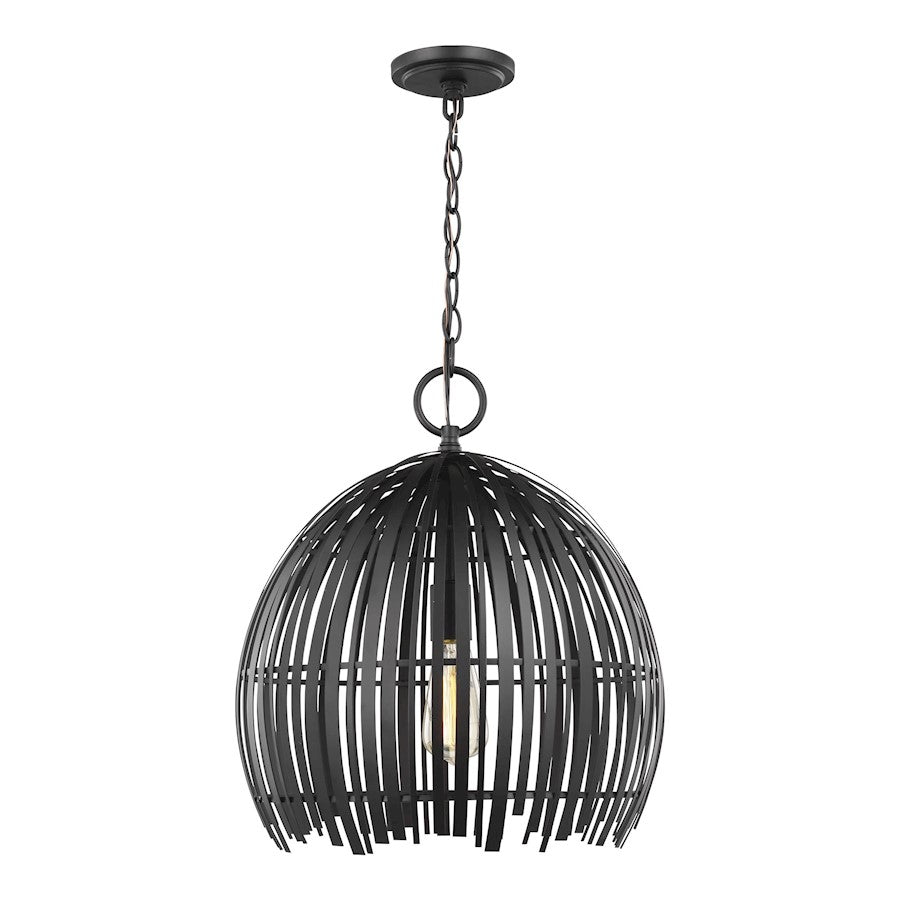 Sea Gull Lighting Hanalei 1 Light 18" Pendant, Midnight Black - 6622701-112