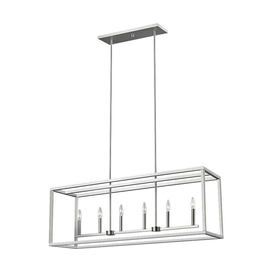 Sea Gull Lighting Moffet Street 6 Light Island Pendant, Nickel - 6634506-962