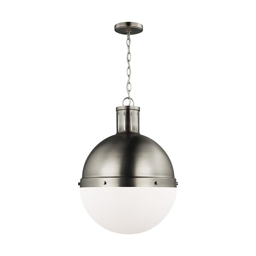 Sea Gull Lighting Hanks 1-LT Large Pendant, 75W, AB Nickel/White - 6677101-965