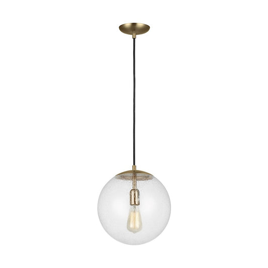 Sea Gull Lighting Leo Globe 12" 1 Light Pendant, Bronze/Seeded - 6701801-848