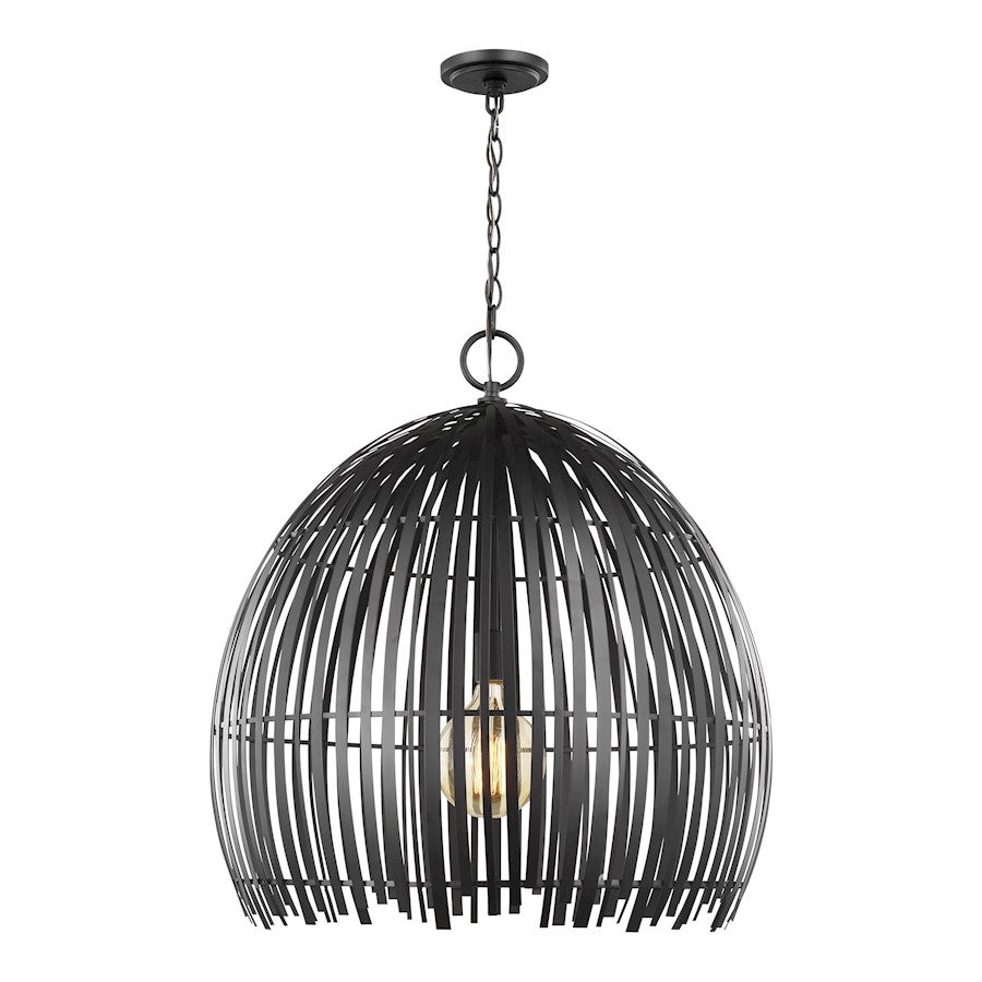 Sea Gull Lighting Hanalei 1 Light 25" Pendant, Midnight Black - 6722701-112