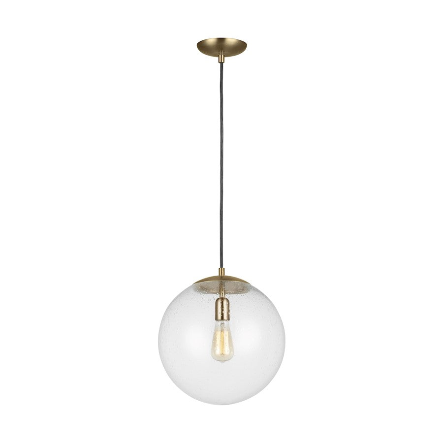 Sea Gull Lighting Leo Globe 14" 1 Light Pendant, Bronze/Seeded - 6801801-848