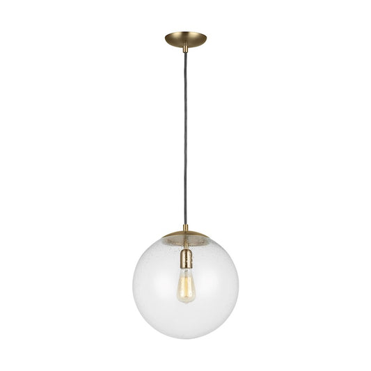 Sea Gull Lighting Leo Globe 14" 1 Light Pendant, Bronze/Seeded - 6801801-848