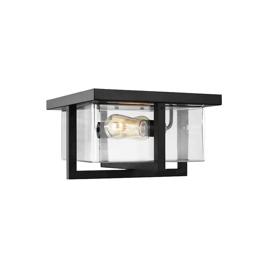 Sea Gull Lighting Mitte 2 Light Flush Mount, Midnight Black/Clear - 7541502-112