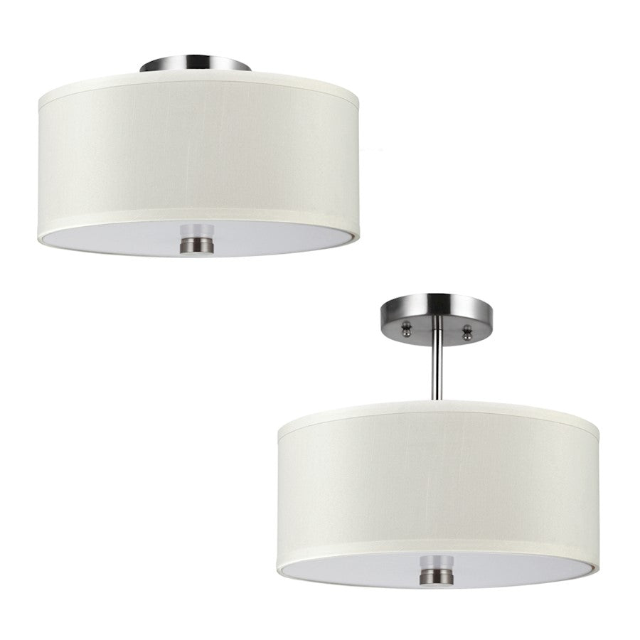 Sea Gull Lighting Dayna Shade 2 Light Convertible, Nickel/Faux Silk - 77262-962