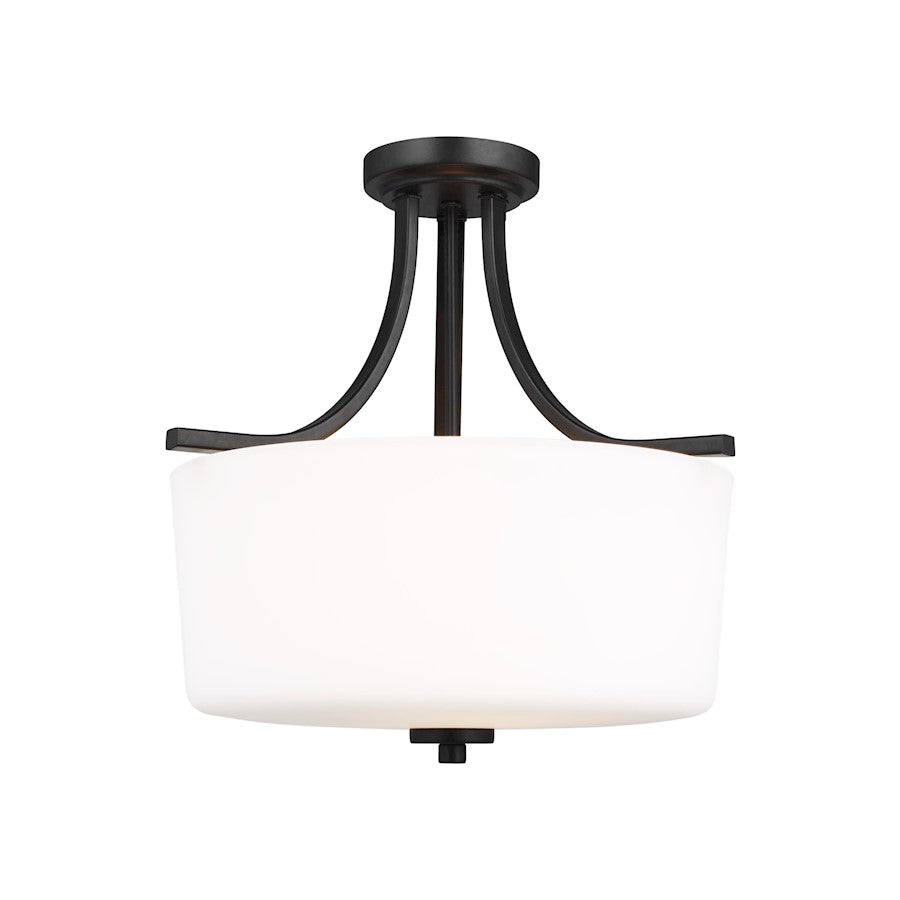 Sea Gull Kemal 3 Light Semi-Flush Mount, Midnight Black/White - 7728803-112