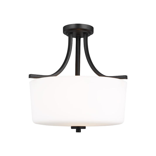 Sea Gull Kemal 3 Light Semi-Flush Mount, Midnight Black/White - 7728803-112