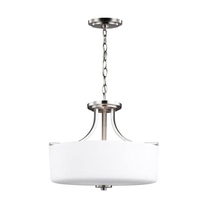 Sea Gull Lighting Canfield 3 LT Semi-Flush, Nickel/Etched/White - 7728803-962